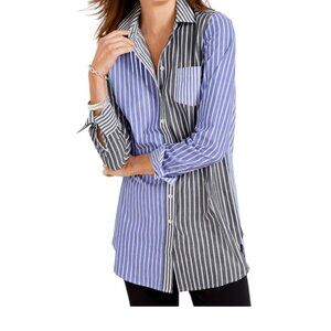 Talbots Boyfriend Shirt - Mixed Sailor Stripe I Size: 3X